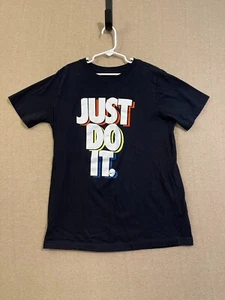 Nike Shirt Boy's Large Black Just Do It Graphic Short Sleeves - Picture 1 of 10