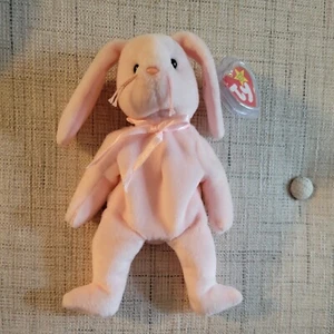  Gorro bebé "Hoppity" con error de etiqueta DOB 3 de abril de 1996 Pink Bunny nuevo de stock - Imagen 1 de 11