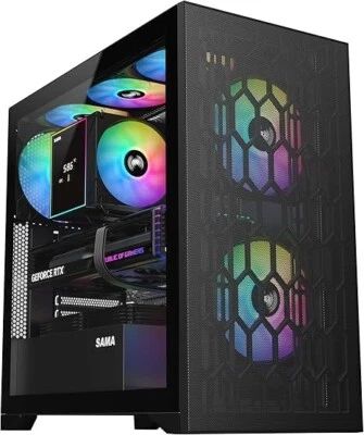 SAMA V Mesh Mid-Tower ATX PC Case - High Airflow Gaming Case with Mesh Front & T - Image 1 of 4