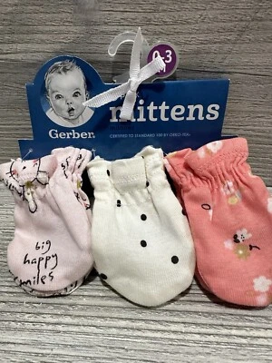 Guantes de mano Gerber Baby talla 0-3 meses 100 % algodón multicolor - Imagen 1 de 4