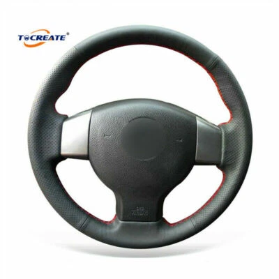 Cubierta de volante de cuero genuino negro para Nissan Versa Note 2007-2011 #04XD Foto 1 de 4