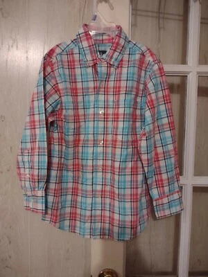 JK J. Khaki Kids shirt Button Down Boys Plaid  small (8) blue coral MSRP $ 32 - Image 1 of 4