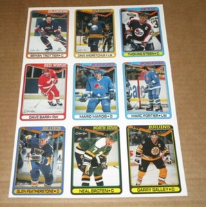 1990-91 O-PEE-CHEE HOCKEY UNCUT SHEET OF 9 BRYAN TROTTIER DAVE ANDREYCHUK