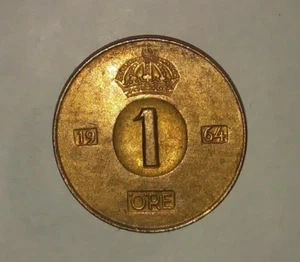 1964 SCHWEDEN 1 ÖRE BRONZE MÜNZE, KAT. Nr. KM-820 XF/AU Zustand - Bild 1 von 2