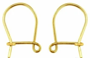 18ct Yellow Gold Plain Safety Ear Hook Wires for Earrings - Yellow Gold 1 x Pair - Picture 1 of 4