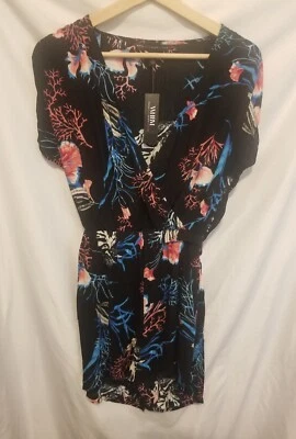 Mameluco arrugado WHBM Casa Blanca Mercado Negro Cubre XXS Negro Coral Mar Foto 1 de 4