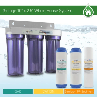 3 Stage 10" Whole house water Softening Filter, softener, reduce remove hardness - Image 1 of 4