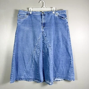 Jessica London Denim Maxi Skirt 20 Full A-Line Panel Prairie Festival Flare Boho - Picture 1 of 7