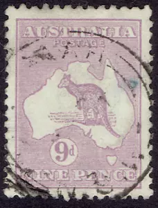 AUSTRALIA - 1916 - KANGAROO & MAP 9p Violet - Sc #50 - Used VF - Picture 1 of 2