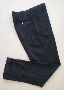 Dolce & Gabbana 💯 Wool Striped Flat Front Men's Black Pants. Made In Italy(44). - Picture 1 of 15