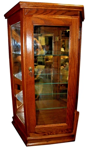 Vintage Tabletop Illuminated Curio Cabinet Display Case, w/ Three Glass Shelves Cover