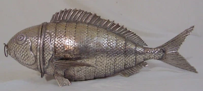 Caja grande de especias de plata Judaica contenedor pescado Besamim Havdalah ceremonia 12" Foto 1 de 4