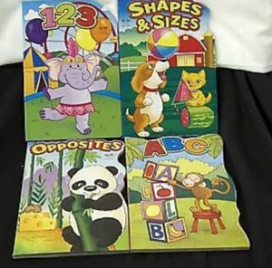 Childrens Board Books 4 books Animal Themed Elephant Monkey Panda Bear Dog Cat - Foto 1 di 1
