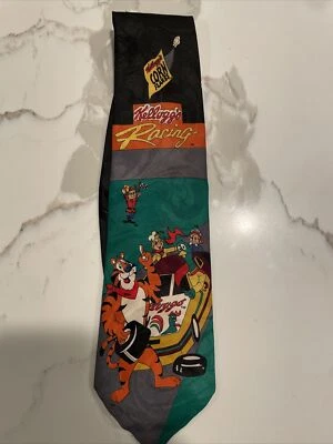  Vintage KELLOGGS Racing Neck Tie men's  1997 Corn Flakes Tony Tiger 4x60 EUC  - Image 1 of 4