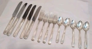 Vintage W.B. (Weidlich Bros) SilverPlate Lot 5 TEASPOONS 4 DINNER FORKS 5 KNIVES - Picture 1 of 6