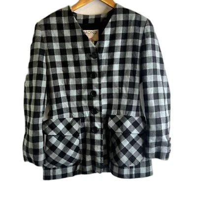 Blazer Mondi VTG Gingham xadrez mistura de lã tamanho MD xadrez chalé núcleo twee - Imagem 1 de 4