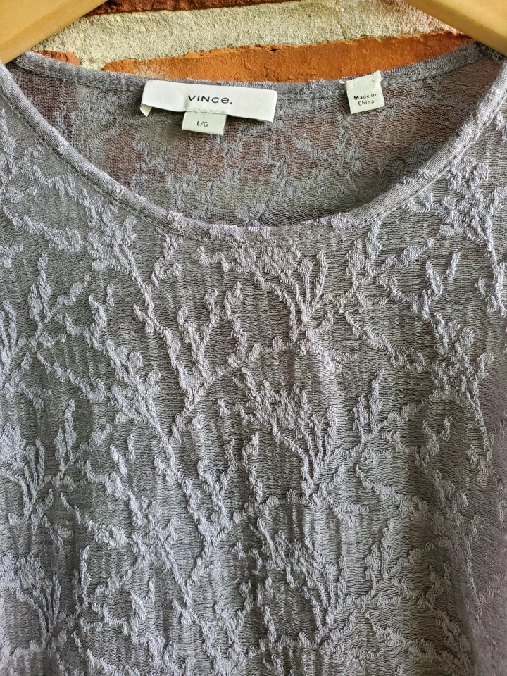Vince  womens Large gray Lace shirt stretchy - Image 1 of 4