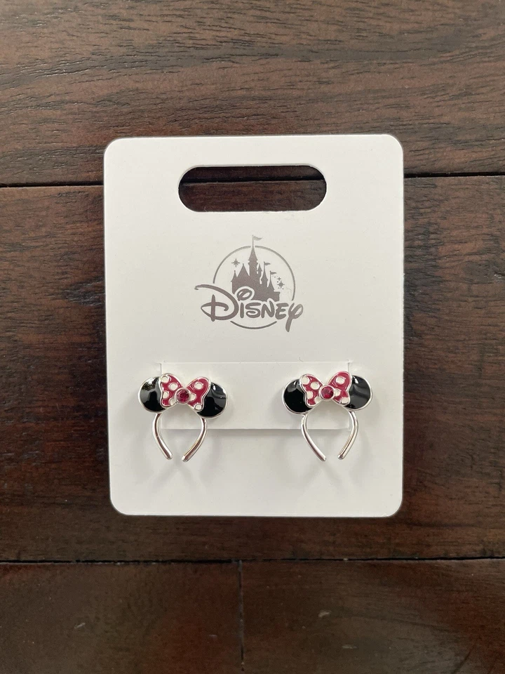 Disney Minnie Mouse Ears Headband Earrings with Swarovski Crystal on Card