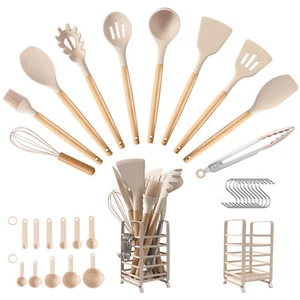 Juego de utensilios de cocina 32 piezas acero inoxidable resistente al calor silicona herramienta de cocina - Imagen 1 de 27