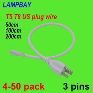 Power Cords 50cm 100cm 200cm Cable LED T5 T8 Integrated Tube Light Wire US Plug - Picture 1 of 4
