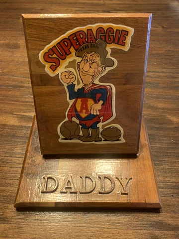 Texas A&M Superaggie Daddy Plaque Wood NCAA Football Basketball VTG Felt Aggies Cover