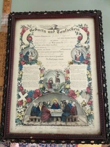 1875 Dinsmore Ohio Currier & Ives Fraktur German Baptism Certificate - Picture 1 of 3