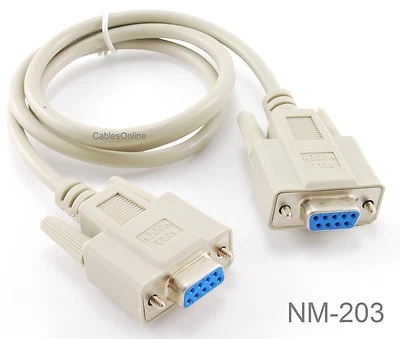 3ft DB9 Null Modem Female/Female RS232 Serial Cable - CablesOnline NM-203 - Image 1 of 4