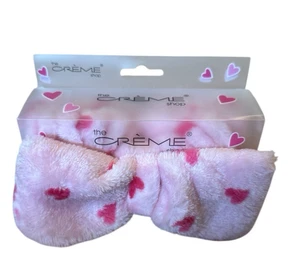 NWT The Creme Shop Teddy Headband Plush Spa Headbandn Pink w/ Hearts - Picture 1 of 3