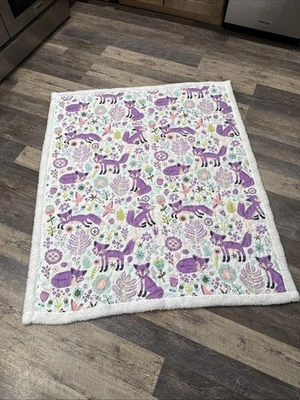 Pixie Fox Throw Blanket Quilted 50x60 Reversible Quilt Kid Gift Sherpa Purple - Image 1 of 3