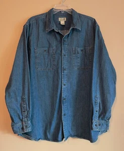 Men's Denim LL Bean XL Reg Button Down Long Sleeve Shirt Very Good  - Picture 1 of 4