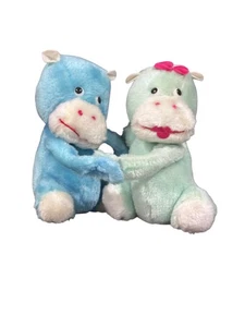 Vintage Russ Berrie Love Mates #843 Hippo Couple Plush Korea Pastel - Picture 1 of 10