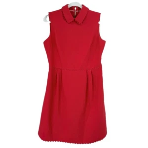 NEW Ted Baker EZZY Red Mini Knit Dress SCALLOPED PONTE Women Ted3 US8 Collared - Picture 1 of 17