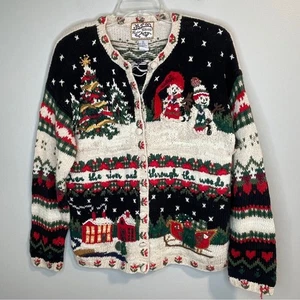 Heirloom Collectibles VINTAGE 1999 Holiday-Themed Black and Cream Cardigan - Bild 1 von 7