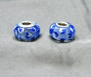 CHAMILIA GLASS MURANO ROYAL BLUE CHARM BEAD WITH 925 SILVER ENDS X 2 OFF - Picture 1 of 3