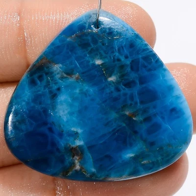 Piedra preciosa perforada cabujón corazón apatita azul neón 61,5 quilates 31X34X5 mm A-30345 Foto 1 de 2