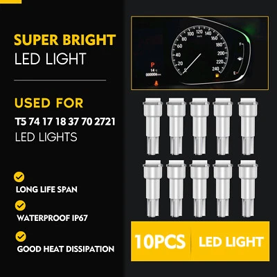 10x T5 Twist Socket + White 5050 SMD Dashboard instrument Panel Light LED Bulbs - Image 1 of 4