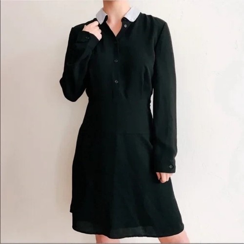 Abito Camicia Coach Nero Collo Rimovibile Bottoni davanti Manica Lunga Tg 12