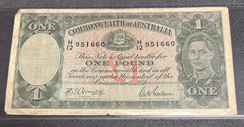 AUSTRALIA 1942 One Pound Banknote, George VI Bank Note 1 Cover