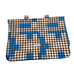 Carseat Canopy Couture Cover Blue, Orange, Brown W/Blue Minky Dot Fabric - Picture 1 of 6