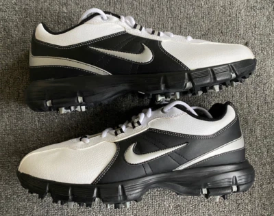 Nike SIZE 8 Power Channel TAC Golf Shoes White Leather Soft Spikes 317682-102 — 第 1/4 张图片