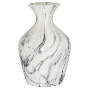 White and Grey Ceramic Marbled Ellipse Decorative Statement Piece Tall Vase - Picture 1 of 1