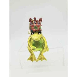 Shiny Frog Prince Charming Ornament With Crown - Picture 1 of 2