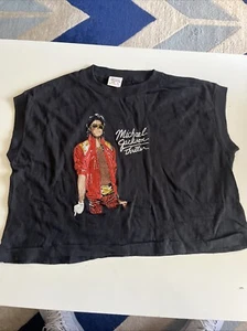 1980s Vintage Michael Jackson Thriller album Crop Top T-shirt size medium M 80s - Picture 1 of 14