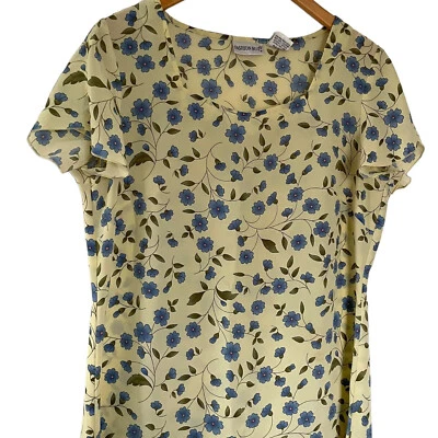 Vtg 90s Fashion Bug Mini Sun Dress 12 Yellow Floral Flutter Sleeves Cottage Core - Image 1 of 4