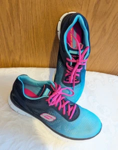 Skechers Skech Knit Blue Ombre Trainers Size 6 UK memory Foam lace up shoes - Picture 1 of 13