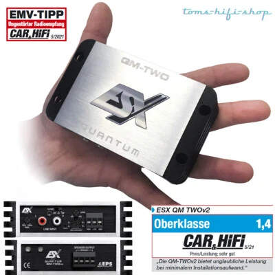 ESX QM-TWOv2 300W Mini 2-Kanal Verstärker digital Auto Start Stop Ready kompakt - Bild 1 von 4
