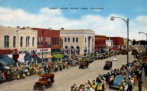 POSTCARD STREET SCENE MAIN ROCKY FORD COLORADO - Picture 1 of 2