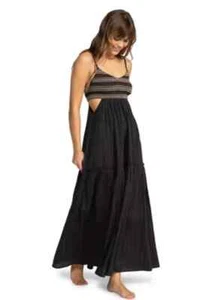 Roxy Hot Tropics Maxi Dress Womens Size XL Phantom Gray Sleeveless Beach Boho - Picture 1 of 12