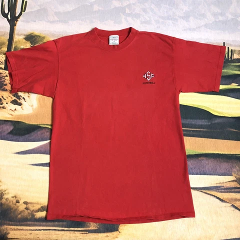 Vintage 90s NC State Wolfpack Football Red T-Shirt Mens Medium ACC Heavyweight Cover