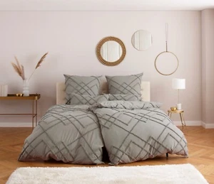 Wendebettwäsche Evelyn Leonique in Gr. 135x200 + 80x40 cm, grau,2 teilig, B-Ware